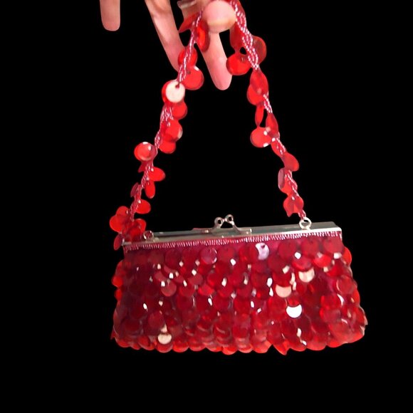 La Regale Gemstone Ruby Red Fun Sparkly Mini Dark Romantic Hand Bag - Picture 2 of 10